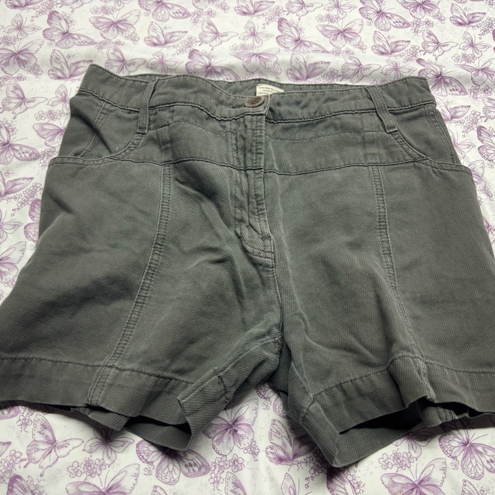 🍄High-Waist Gray Linen Shorts